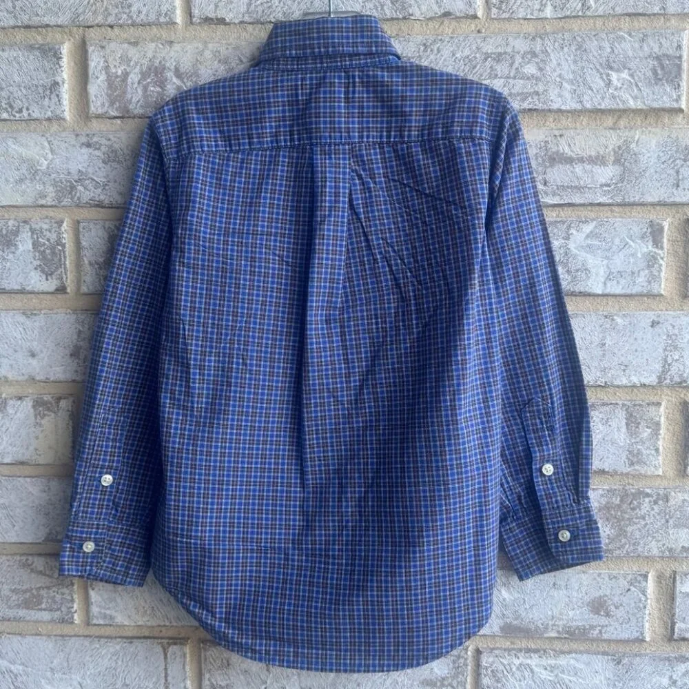 Ralph Lauren 100% Cotton Long Sleeve Button Up Plaid Shirt Boys Size 5